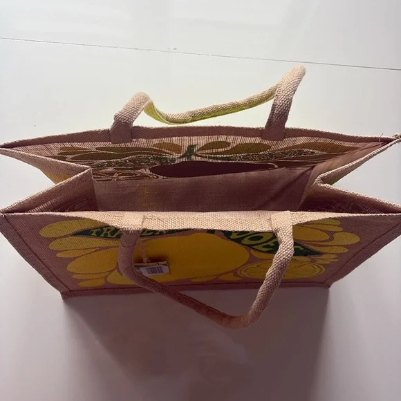 NWT Trader Joe's Yellow Lemon Jute Tote Bag - Picture 3 of 6